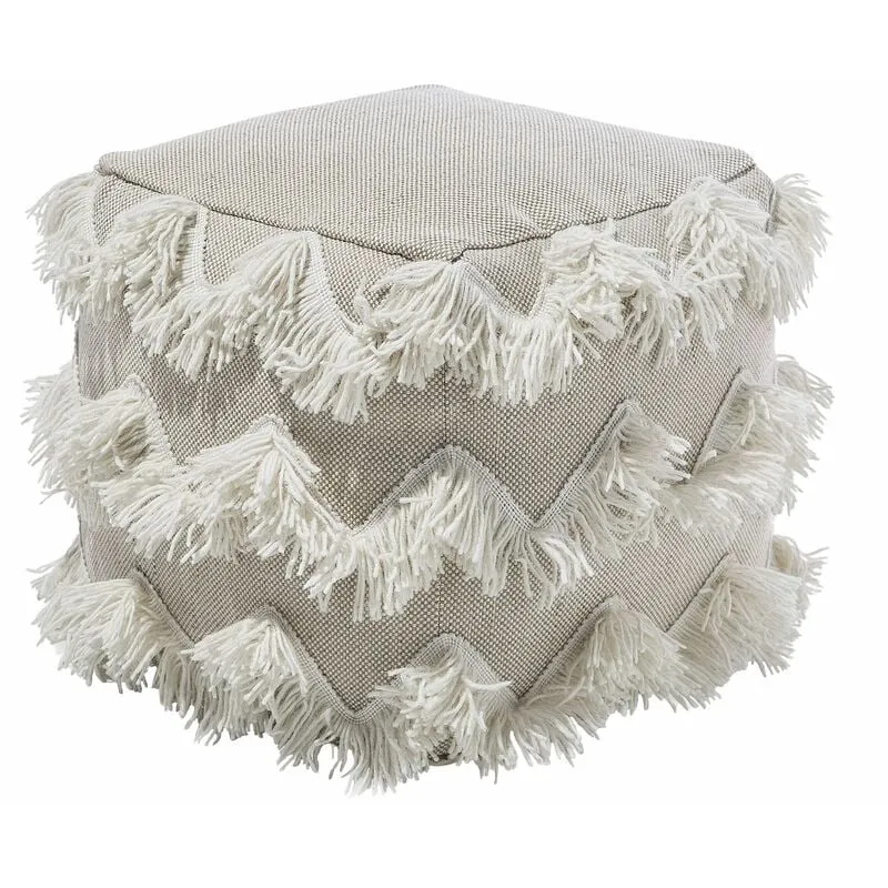 Pouf in tessuto beige 44 x 45 cm Nashik