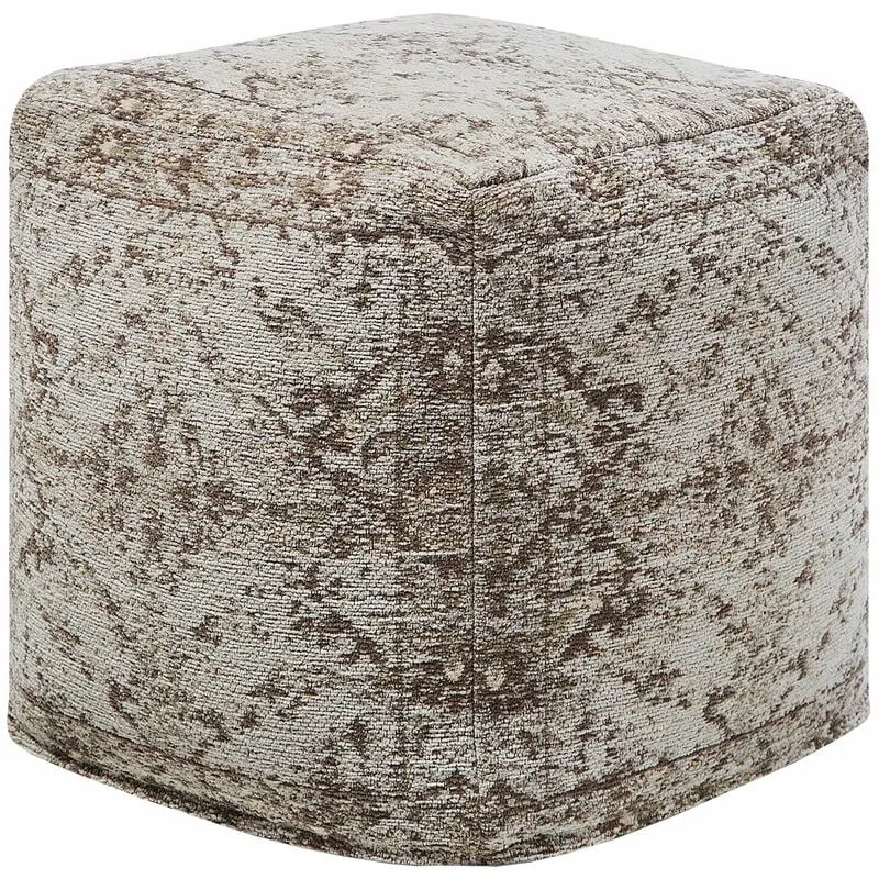 Pouf in tessuto grigio/beige talpa 42 x 42 cm Meerut