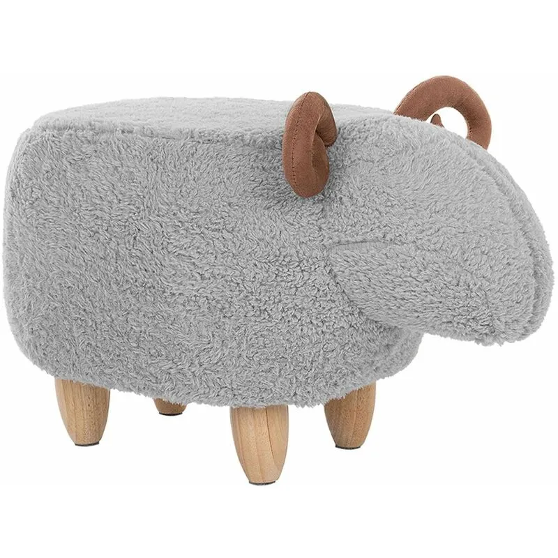 Beliani - Pouf Animaletto a Forma di Agnello in Tessuto Grigio Gambe in Legno Lamb