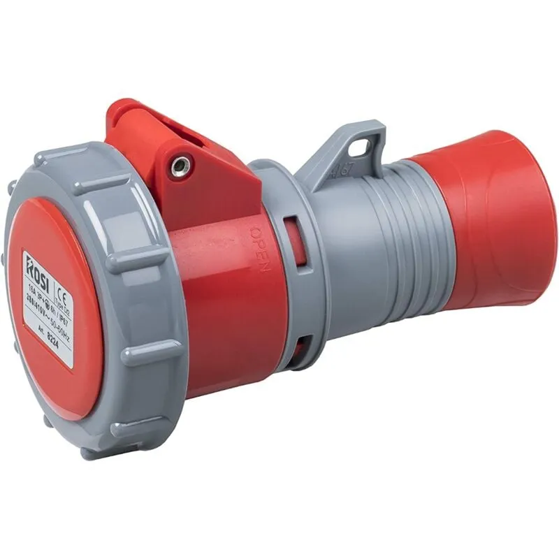 Presa industriale 380V, 3P+T, 32A, IP67, rosso Rosi 1008524