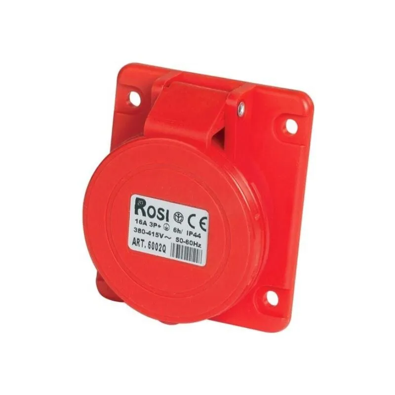 Presa industriale da incasso, 380V, 3P+N+T, 16A, IP54, 75x75mm, inclinata 10° - Rosi 1006003Q