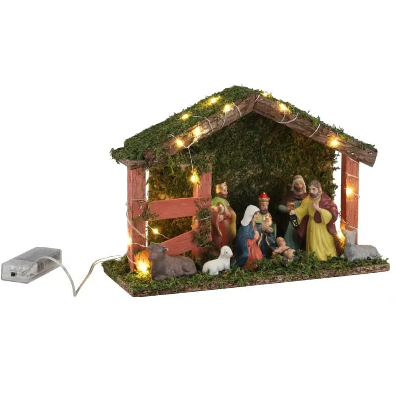  - Presepe di Natale Illuminato con led in Legno Decorazione n/a