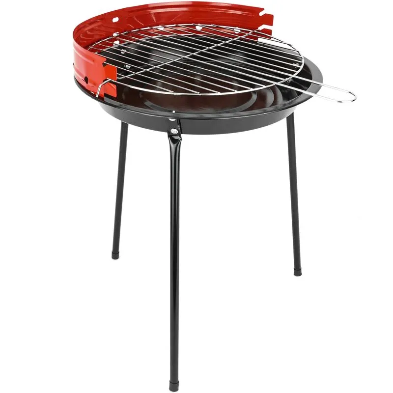 Barbecue a carbonella rotondo 33x45 cm con gambe Griglia per barbecue per giardino e campeggio - Primematik