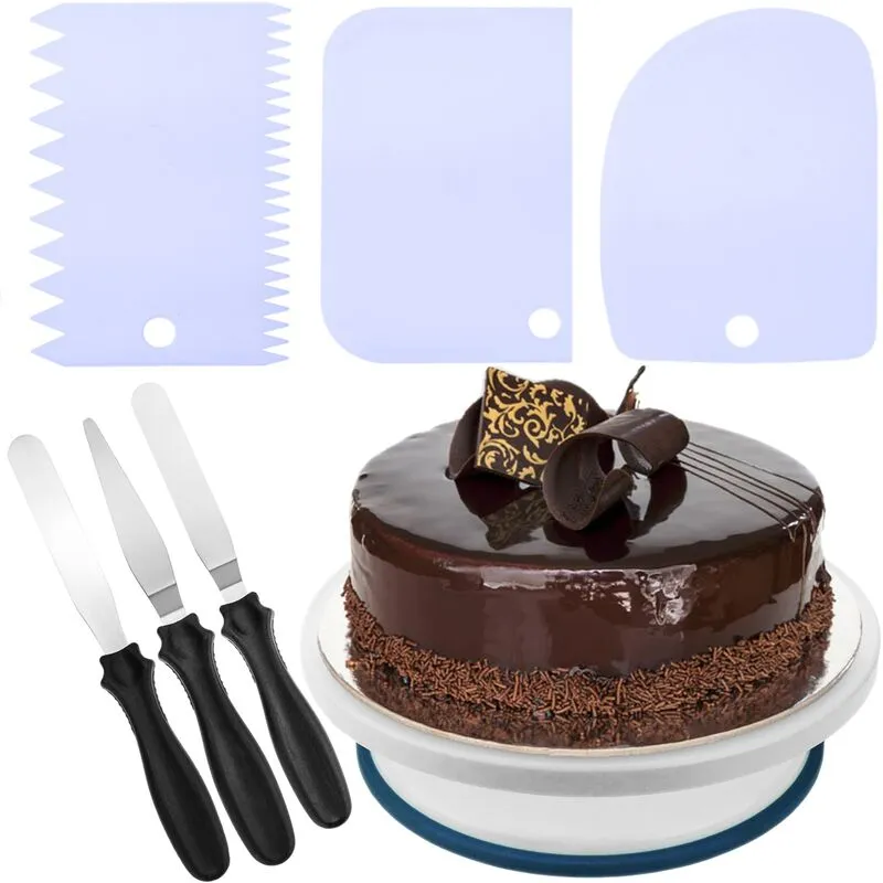 Prixprime - Base girevole per torte da 28 cm (include 6 spatole) di colore bianco
