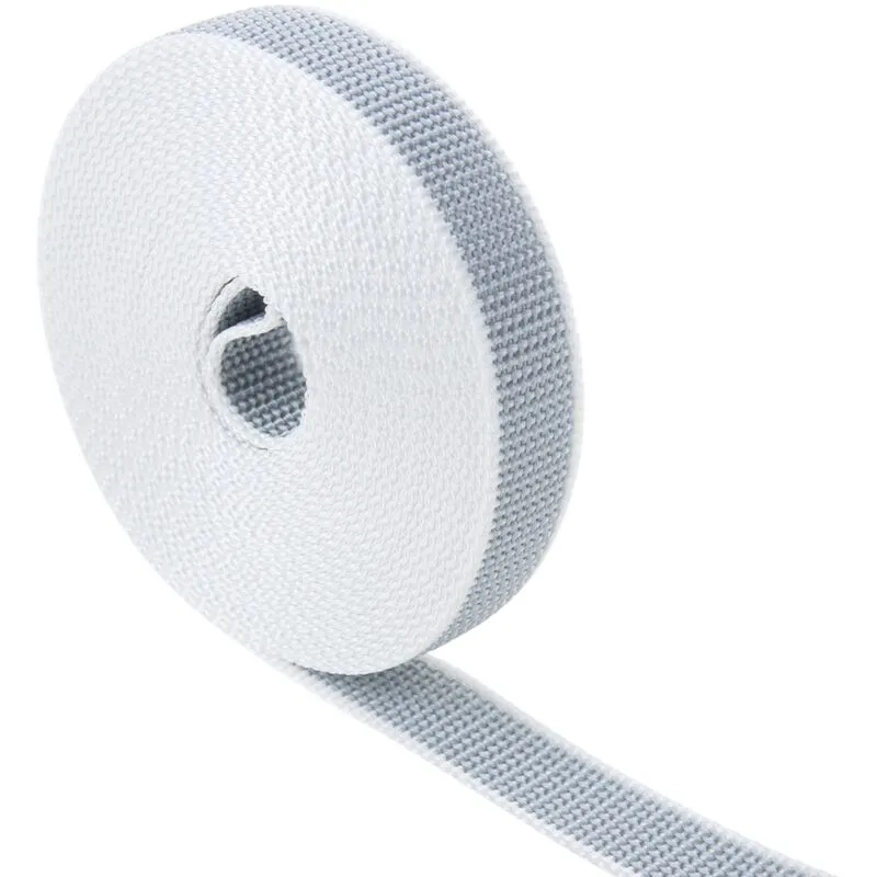 Prixprime - Nastro ideale per tende realizzato in nylon grigio e bianco 22 mm x 6 m