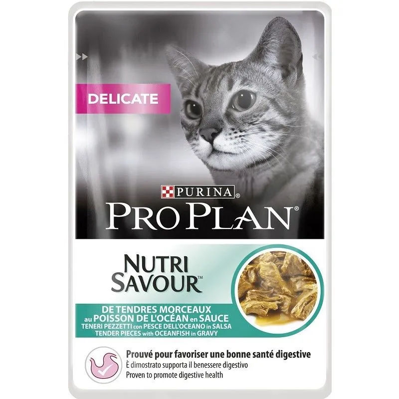 Pro Plan Nutrisavour per Gatto Delicate con Pesce dell'Oceano in salsa da 85gr