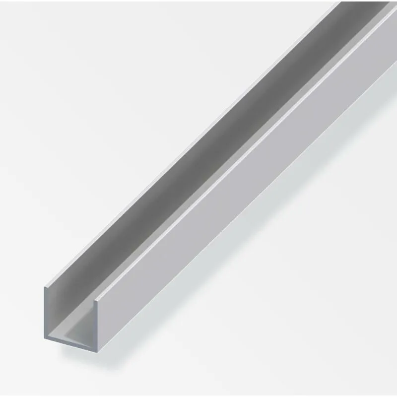 Profilo a u Alfer aluminium 8.2x10.1x1.3mm lunghezza 1m argento - 01065