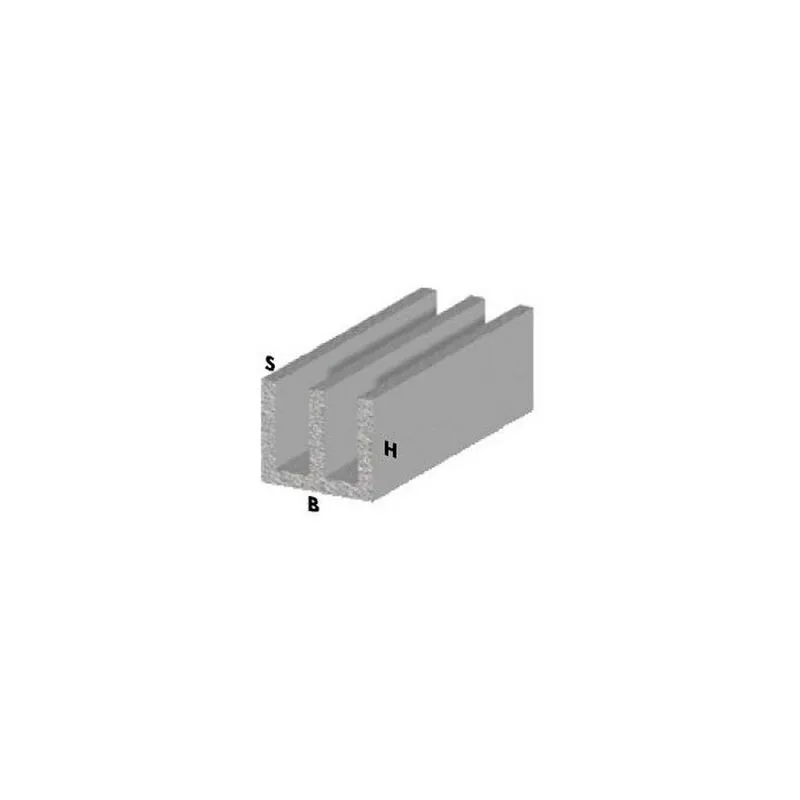 Profilo alluminio finitura argento h 100 canalino doppia uu 16x12x1mm