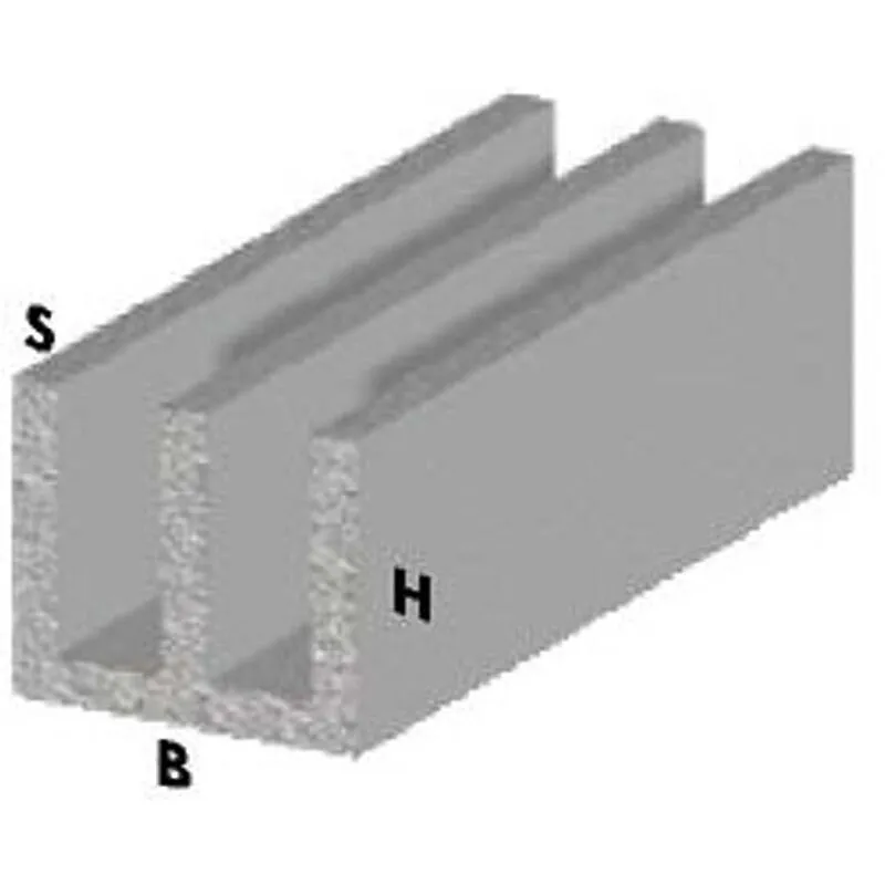 profilo canalino doppia U cm 200 h argento silver 20x10x1 mm alluminio