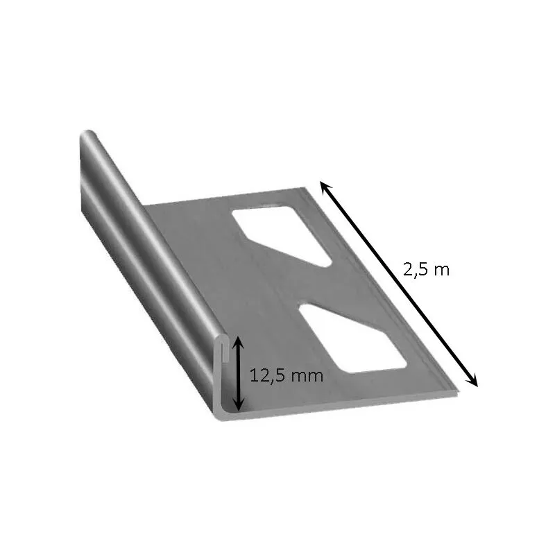 Profilo terminale in acciaio 2,5 metri : Modello - 12,5 mm lucido