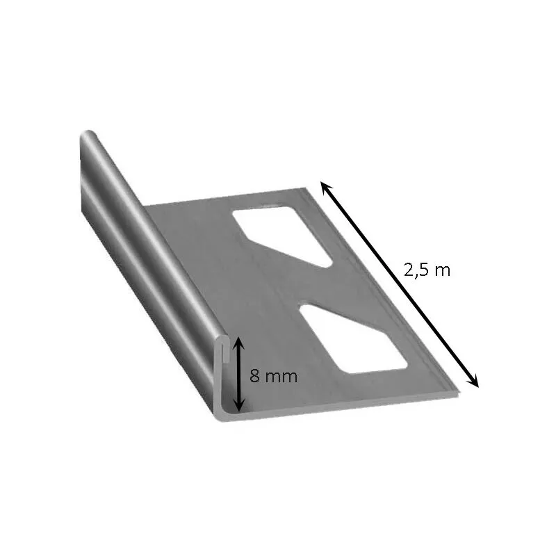 Profilo terminale in acciaio 2,5 metri : Modello - 8MM lucido