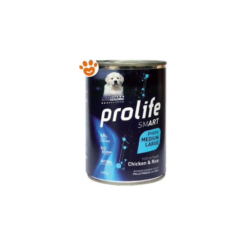 Prolife - Dog Smart Puppy Medium Large Pollo e Riso - Lattina Da 400 Gr