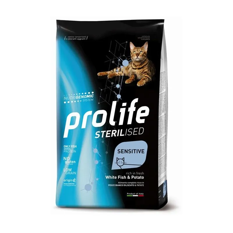 Gatto Sterilizzato Sensitive Pesce Bianco Fresco e Patate 1,5KG - Prolife