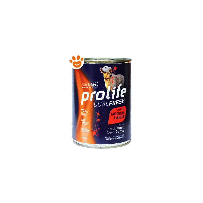 Prolife - Dog Dual Fresh Adult Medium Large Manzo e Oca - Lattina Da 400 Gr