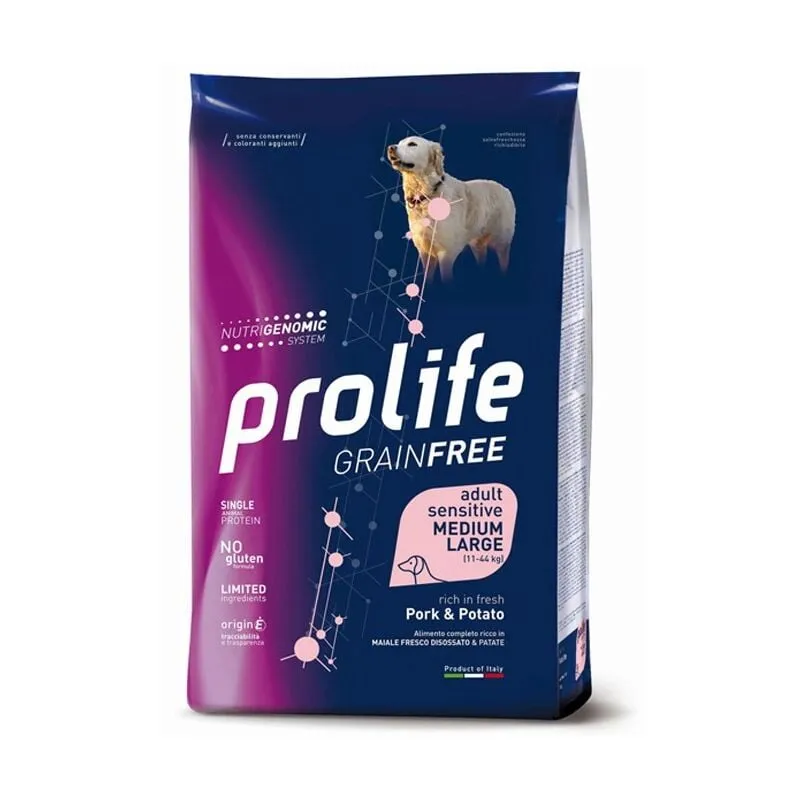 Cane Sensitive GrainFree Maiale Fresco e Patate Medium - Large 10KG - Prolife