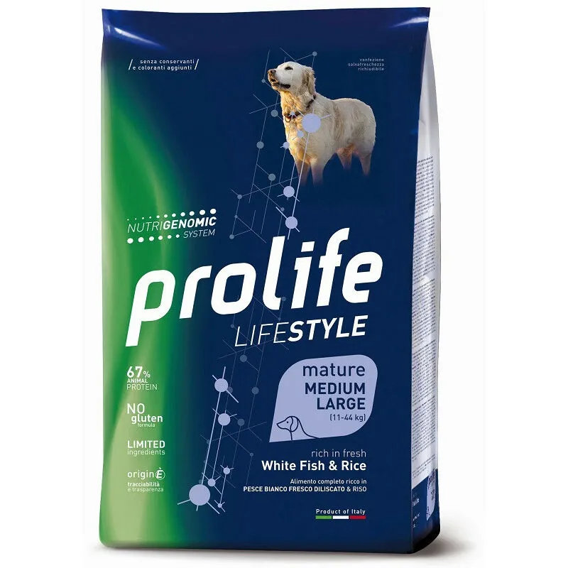 Prolife Life Style Cane Mature Medium/Large con Pesce Bianco e Riso da 2,5 Kg