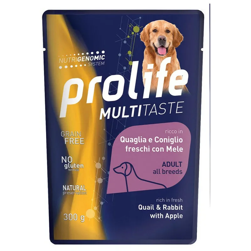 Multitaste per Cani bst da 300 gr Quaglia e Coniglio con Mele - Prolife