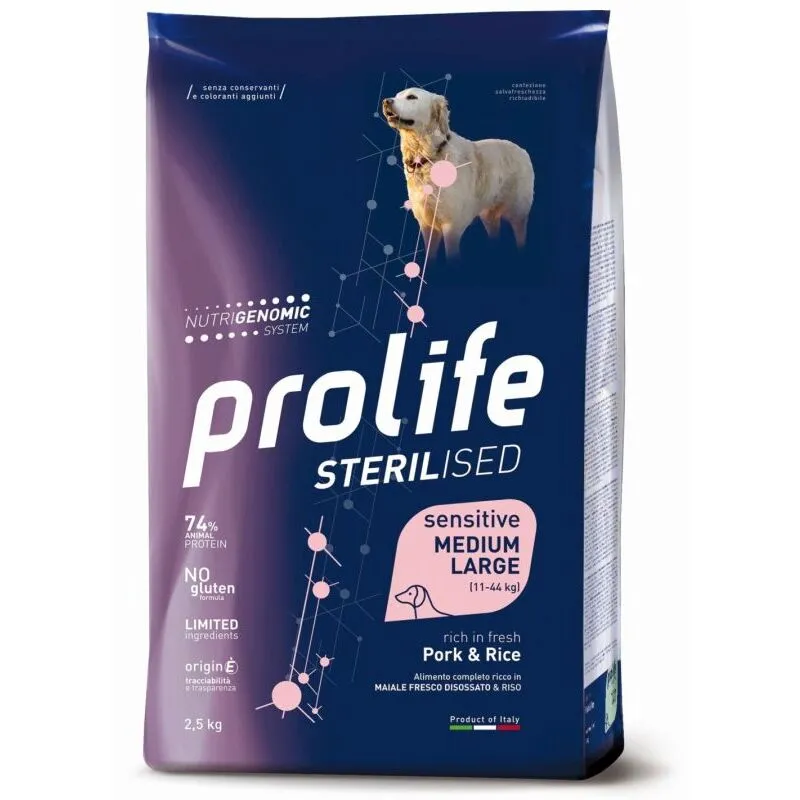  Cane Sterilised Sensitive Medium e Large 12kg Maiale e Riso