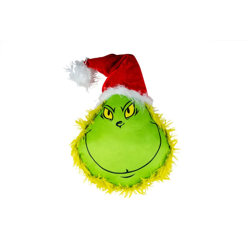 Puntale addobbo per albero di natale grin ch verde cappello rosso pupazzo h36 odia il natale