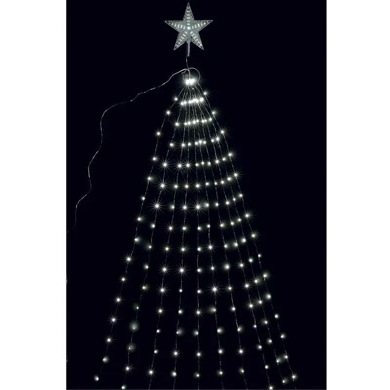 Puntale per albero di Natale con cascata di luci Led color bianco freddo