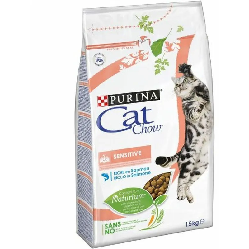 Cat Chow - Sensitive Gatto Crocchette ricco in Salmone 1,5 kg