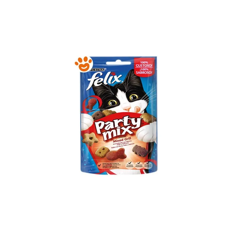  - Cat Felix Party Mix Mixed con Manzo, Pollo e Salmone - Confezione da 60 Gr