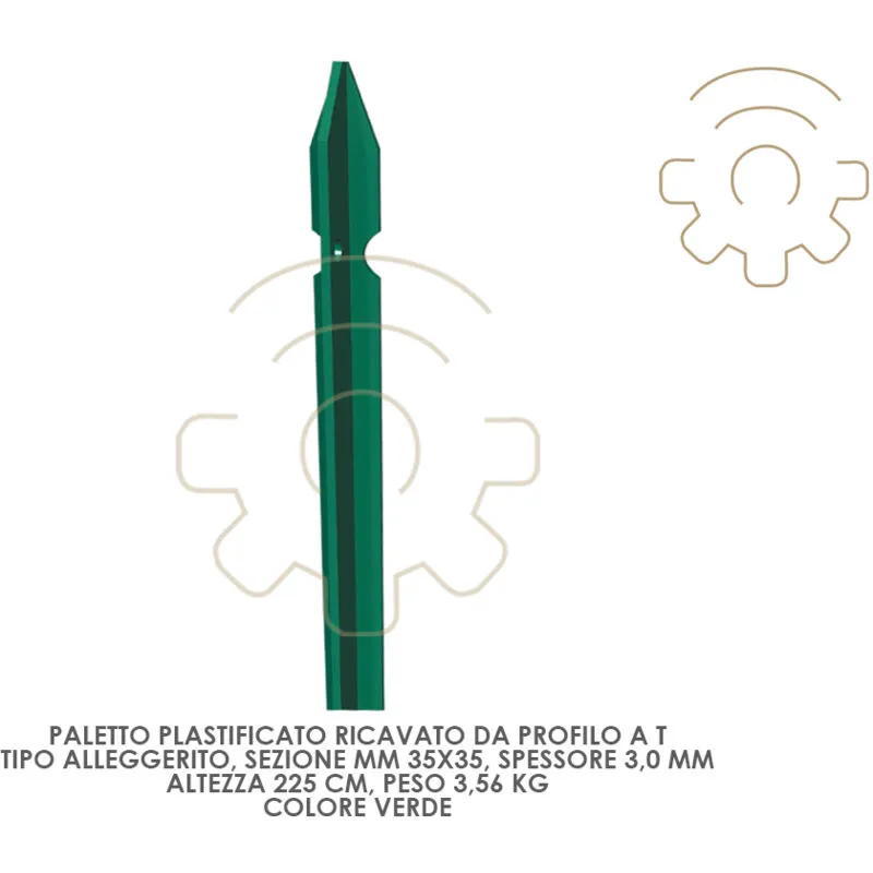 Palo paletto plastificato cm 225 sezione 35 x 35 mm spessore 0,3 colore verde ricavato da profilo a T