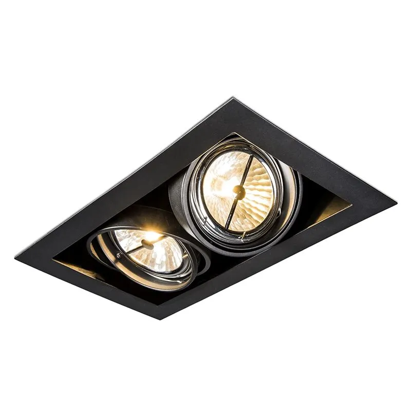 Faretto da incasso grande oneon - Design - Acciaio - Nero - Allungato Max. 2 x Watt - Qazqa