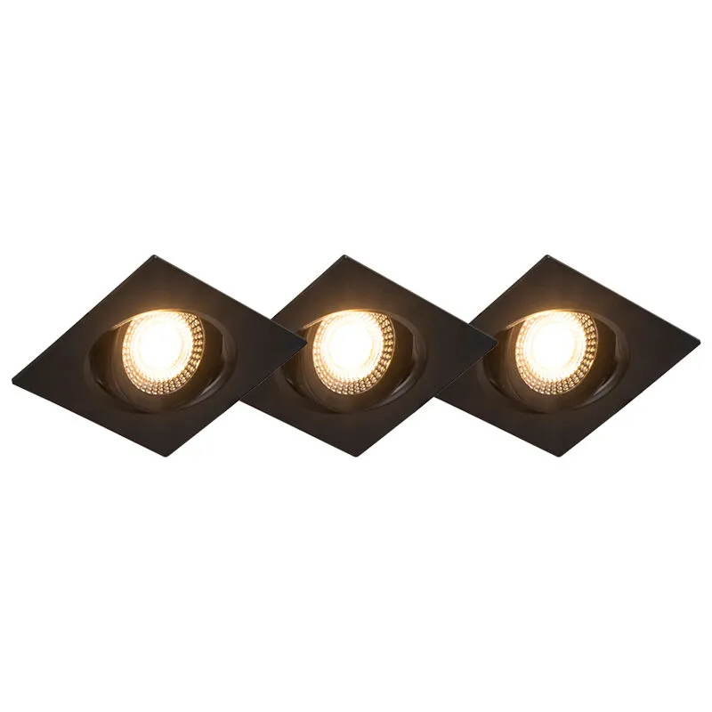 Faretto da incasso miu - Moderno - Plastico - Nero - Quadrato (non sostituibile) led Max. 3 x 5 Watt - Qazqa