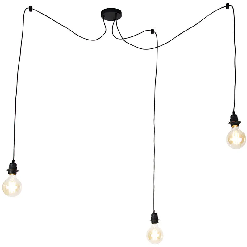 Lampada a sospensione cava luxe - Moderno - Acciaio - Nero - Tondo/Oblungo Max. 3 x Watt - Qazqa