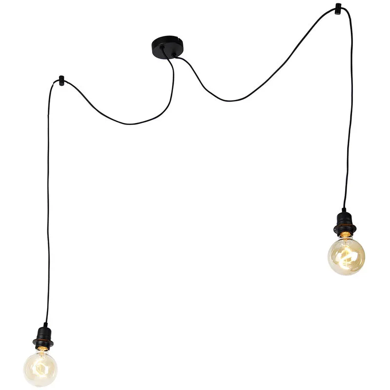 Lampada a sospensione cava luxe - Moderno - Acciaio - Nero - Tondo/Oblungo Max. 2 x Watt - Qazqa