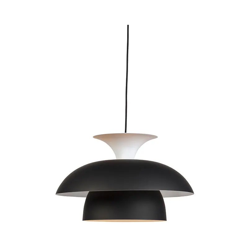 Lampada a sospensione con paralume titus - Moderno - Alluminio - Bianco/Nero - Tondo Max. 1 x Watt - Qazqa