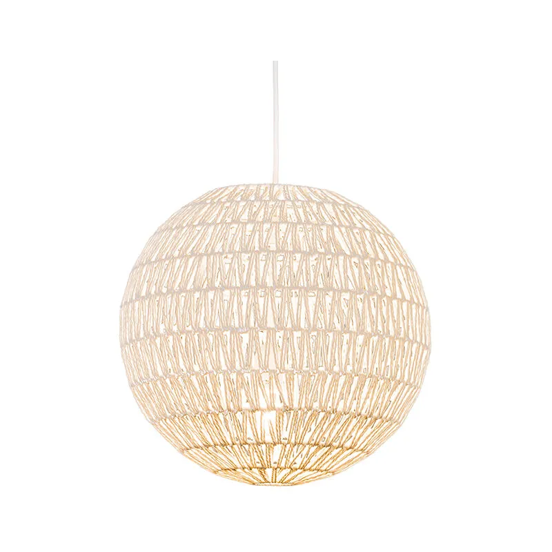 Lampada a sospensione grande lina - Design - Acciaio,Corda - Bianco - Sfera Max. 1 x Watt - Qazqa