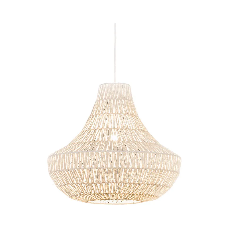 Lampada a sospensione grande lina - Design - Acciaio,Corda - Bianco - Tondo Max. 1 x Watt - Qazqa