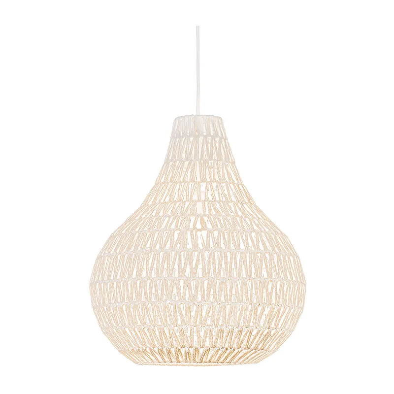 Lampada a sospensione grande lina - Design - Acciaio,Corda - Bianco - Tondo Max. 1 x Watt - Qazqa