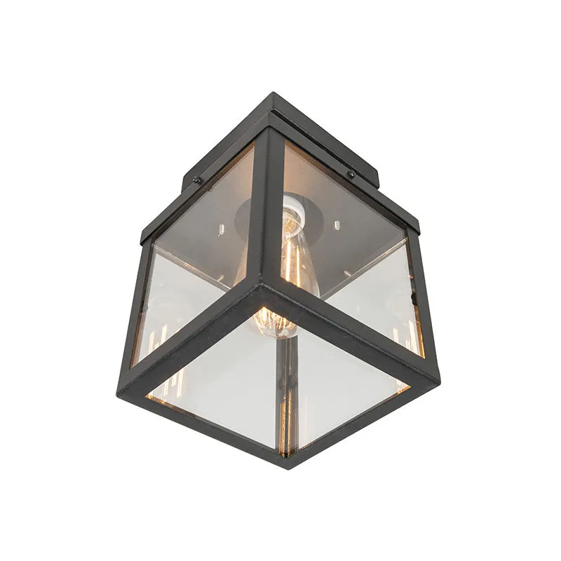 Lampada da soffitto rotterdam - Moderno - Vetro,Acciaio inossidabile - Nero - Quadrato Max. 1 x Watt - Qazqa