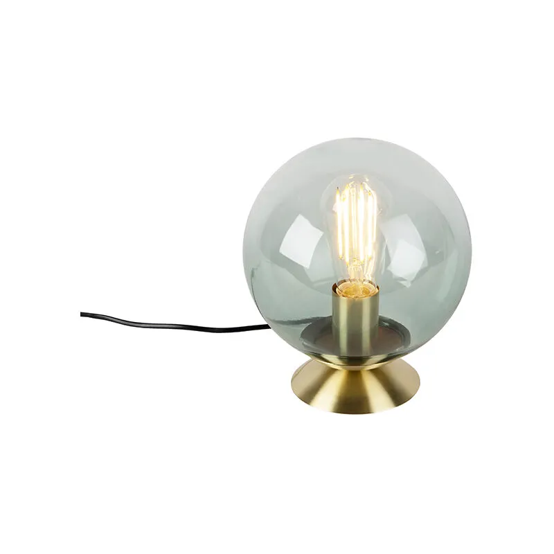 Lampada da tavolo pallon - Art déco - Vetro,Acciaio - Ottone/Verde - Sfera Max. 1 x Watt - Qazqa