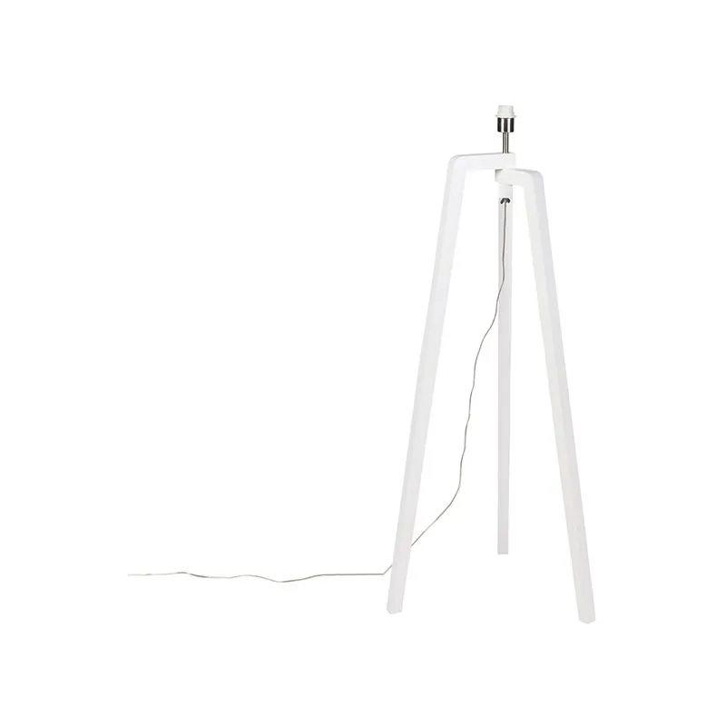 Lampada da tavolo tripode puros - Moderno - Legno - Bianco - Oblungo Max. 1 x Watt - Qazqa