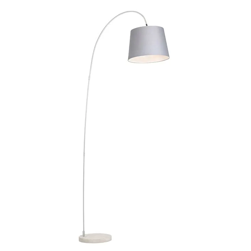 Lampada da terra arco bend - Moderno - Pietra/calcestruzzo,Acciaio - Grigio/Crema - Oblungo Max. 1 x Watt - Qazqa