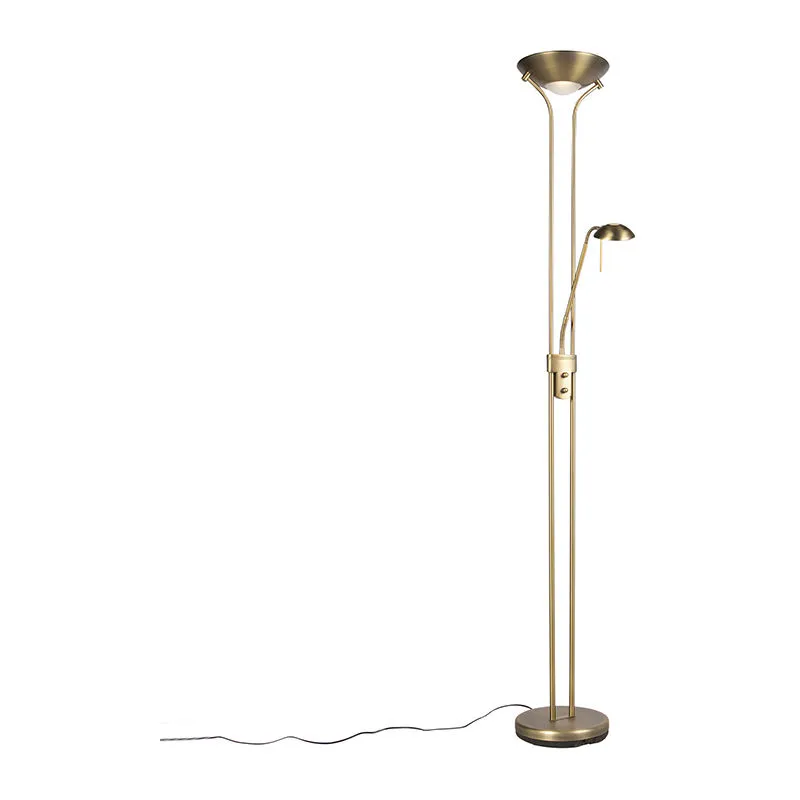 Lampada da terra uplighter diva - Moderno - Acciaio - Bronzo - Tondo/Oblungo (non sostituibile) led Max. 1 x 18 Watt - Qazqa