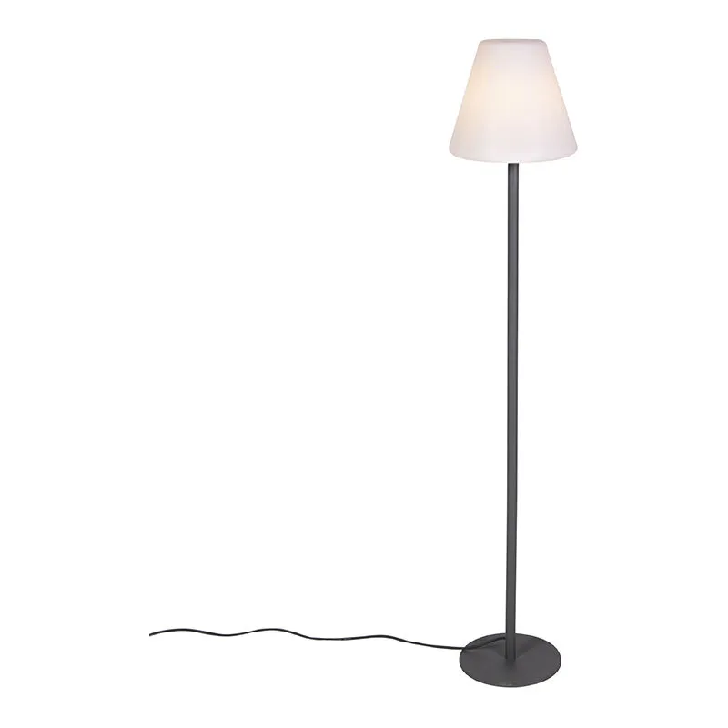 Lampada da terra Virginia fl - Moderno - Plastico,Acciaio inossidabile - Bianco/Grigio scuro - Tondo/Oblungo Max. 1 x Watt - Qazqa