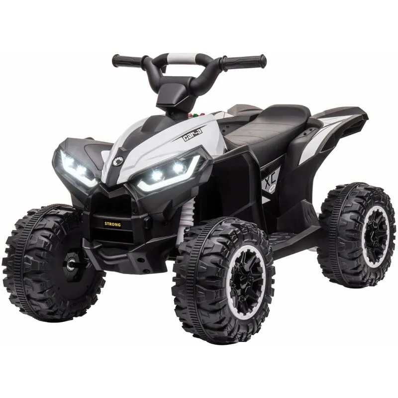 Quad Elettrico per Bambini 12V Ruote Larghe con Sospensioni e Fari LED Bianco