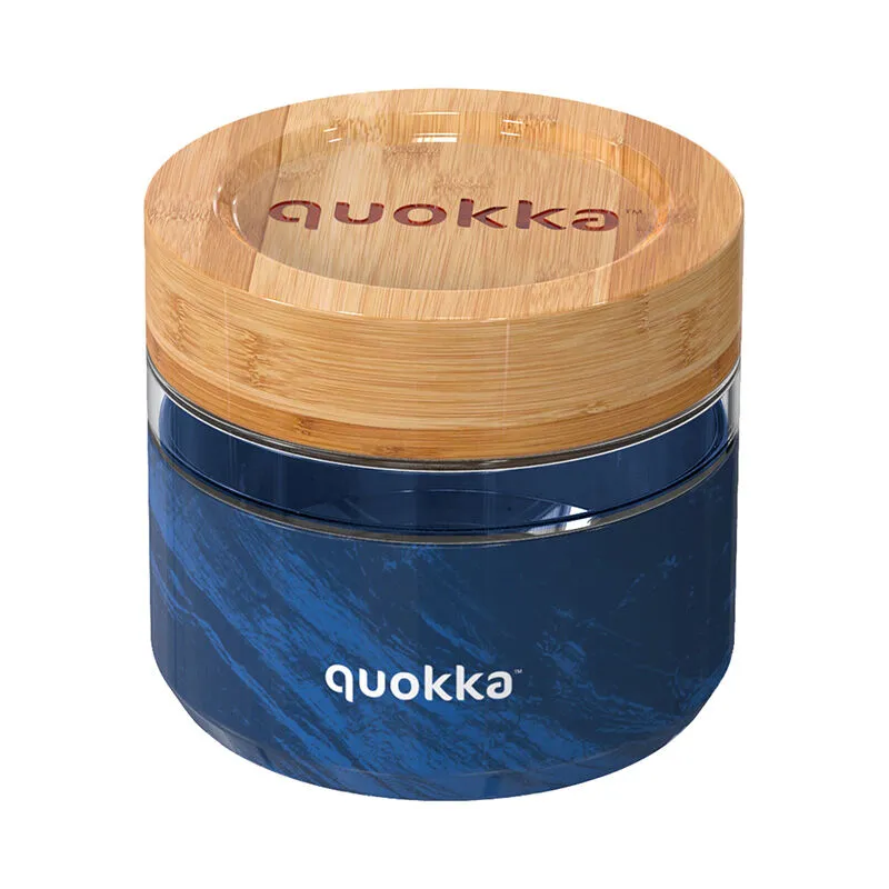 Quokka Deli Food Jar – Lebensmittelbehälter/Lunchbox aus Glas 500 ml (Holzmaserung)