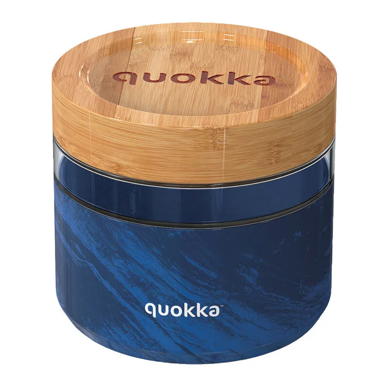 Quokka Deli Food Jar – Lebensmittelbehälter/Lunchbox aus Glas 820 ml (Holzmaserung)