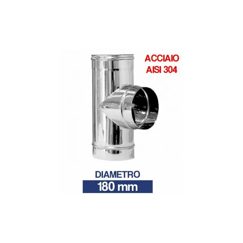 Raccordo a t 90° tubo in acciao inox per canna fumaria stufa v/misure 10048V 180 (21901)
