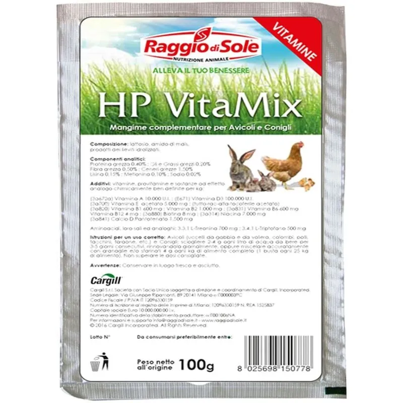 Raggio Di Sole - Mangime complementare per volatili e conigli hp Vitamix 100 gr