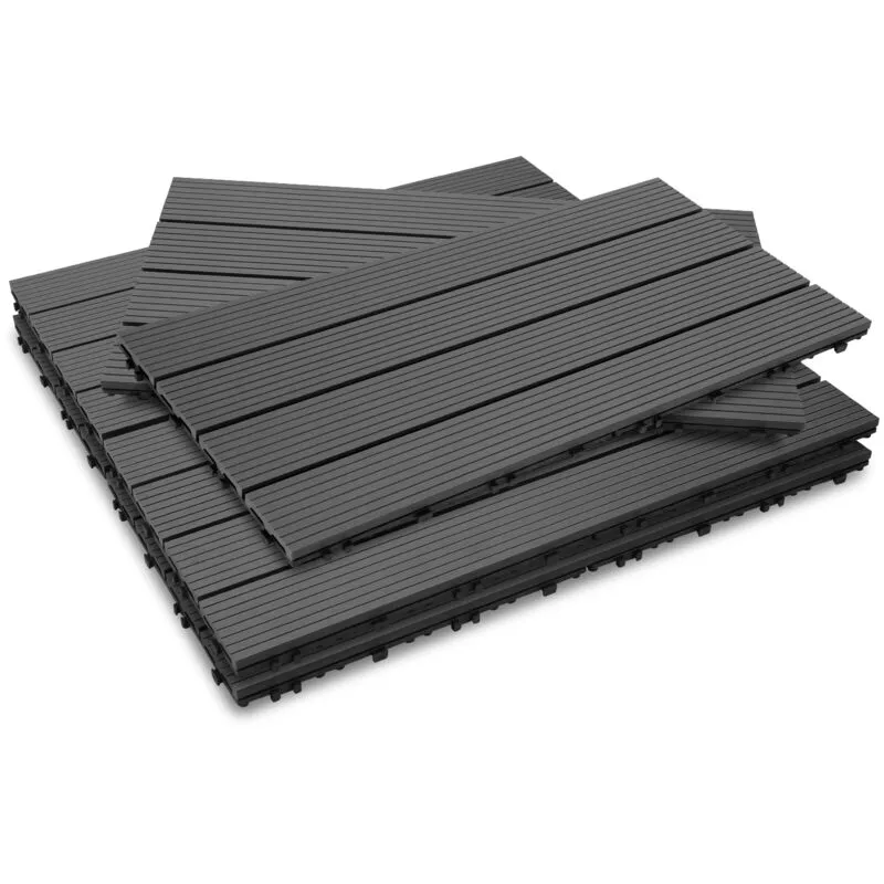 Swanew - Hengda Piastrelle per Pavimenti da Esterno Piastrelle per Terrazze in wpc 30x30 cm Set di 24 Pezzi per 4m ² Antracite con Aspetto Legno