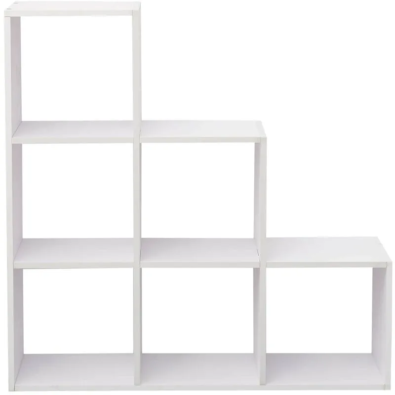 Rebecca Mobili Scaffale Cubi Libreria Moderna Mdf Bianco 6 Scomparti 97,5x97,5x29