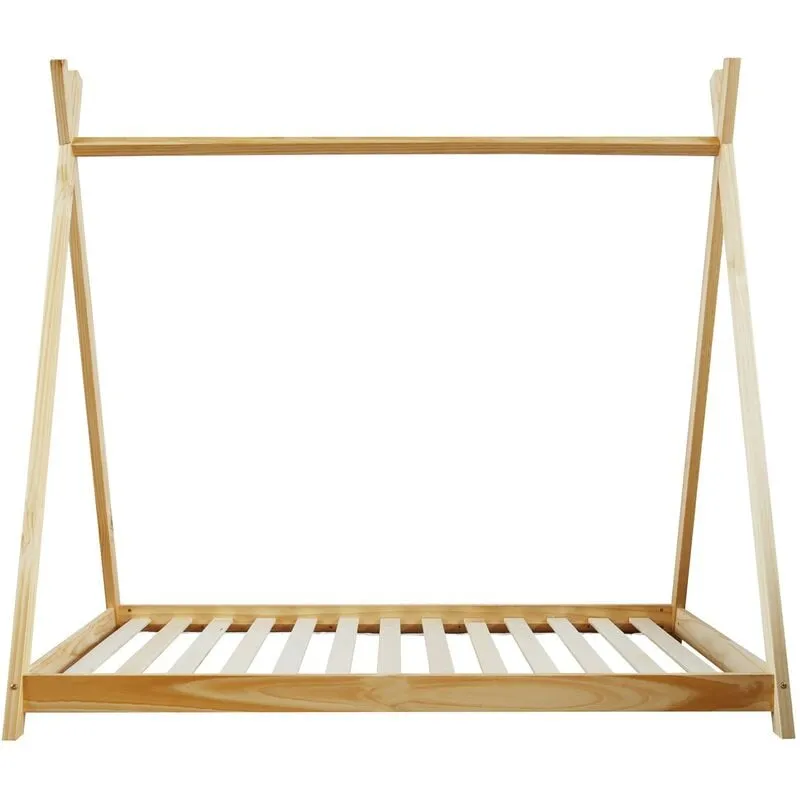 Rebecca Mobili Struttura Letto Singolo per Bambini Tenda in Legno Naturale 80x160 Cameretta