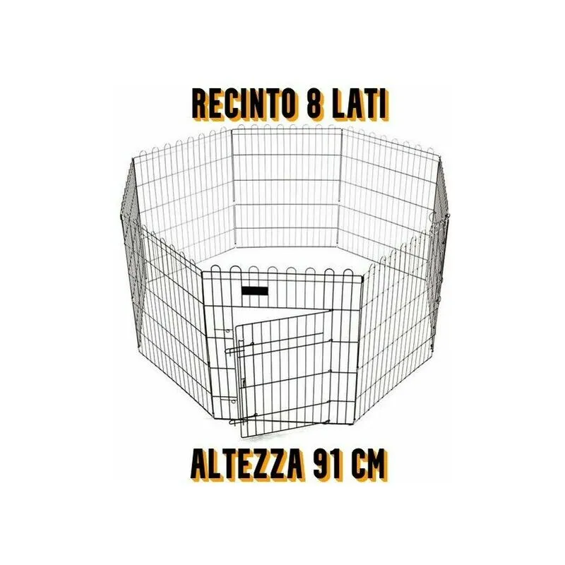  - Recinto in ferro altezza 91 cm 8 lati box per cani gatti cuccioli pieghevole an